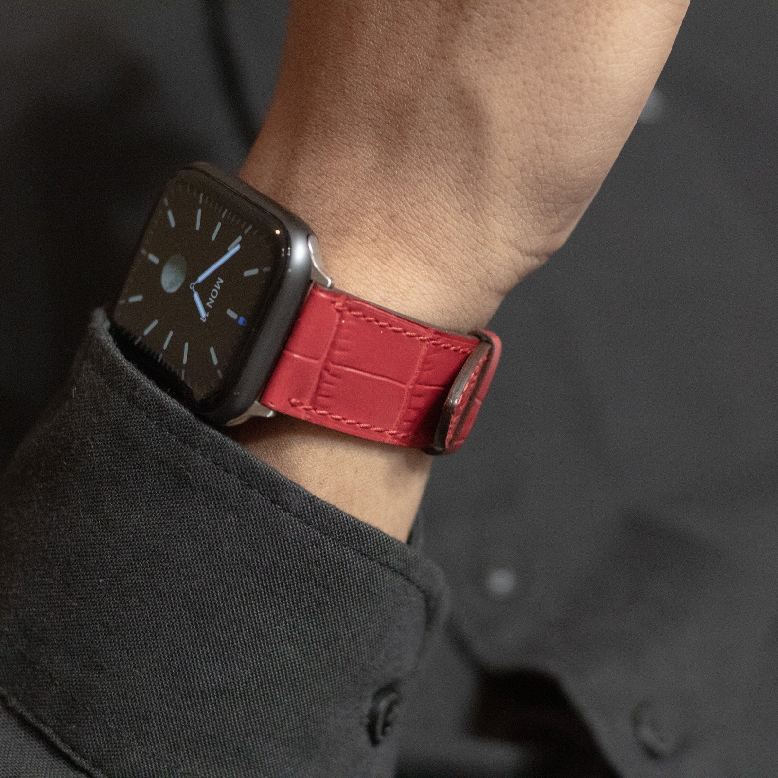 Croc Grain Calfskin Leather Strap Crocodilus Grain Leather Apple Watch Band | Calfskin Leather