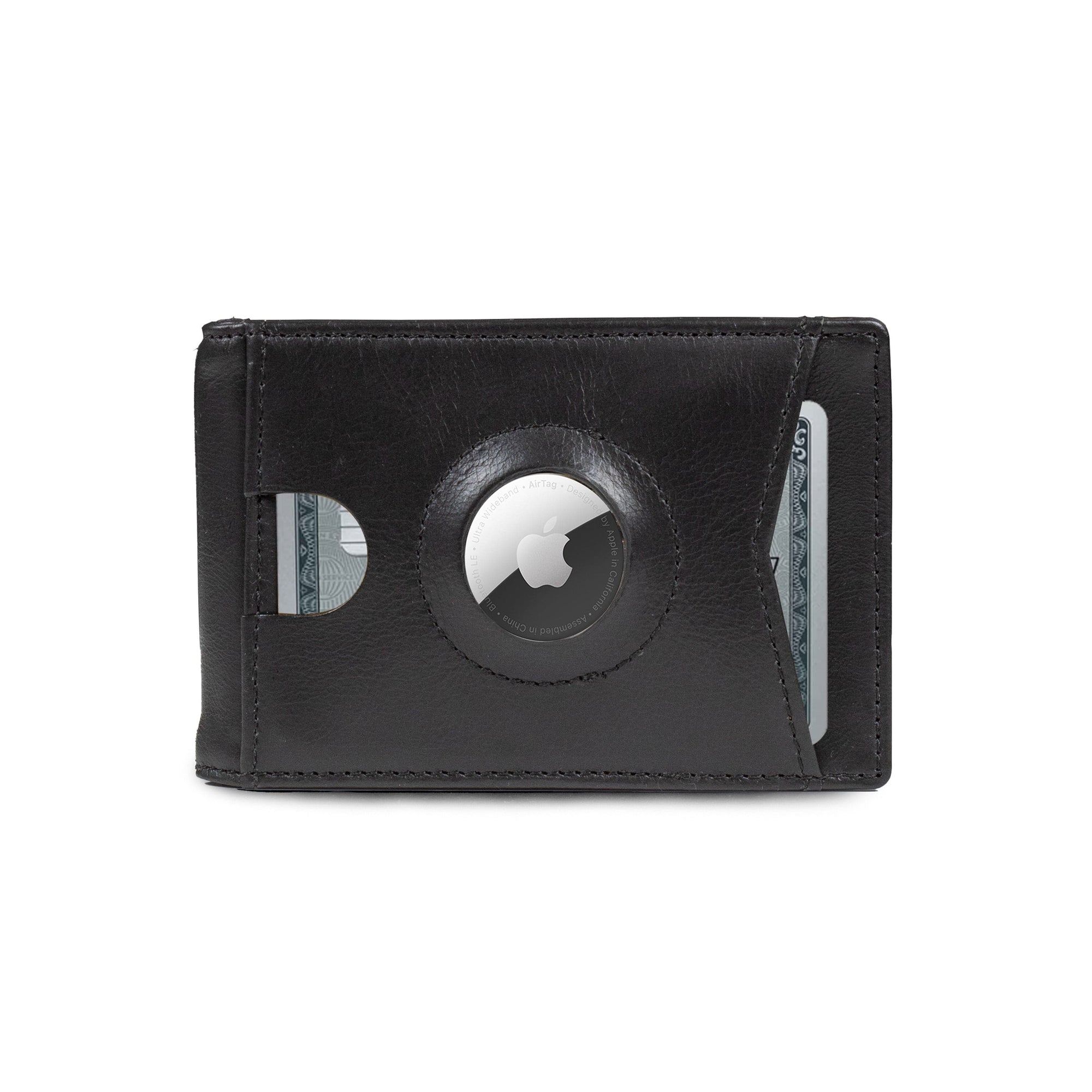 Black The Bifold Monetial | AirTag Premium Leather Wallet | RFID Blocking | Slim Leather Wallet