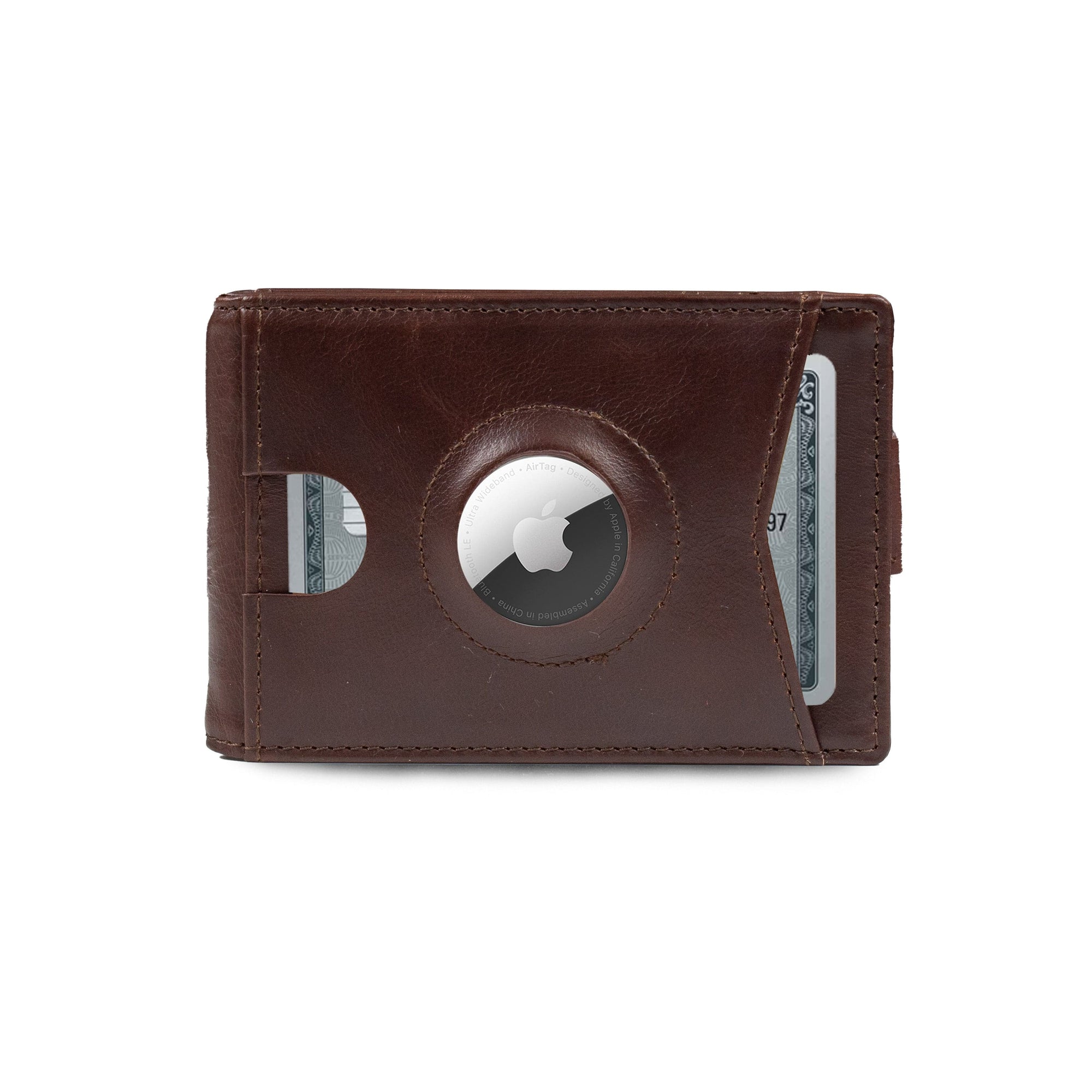 Burgundy The Bifold Monetial | AirTag Premium Leather Wallet | RFID Blocking | Slim Leather Wallet