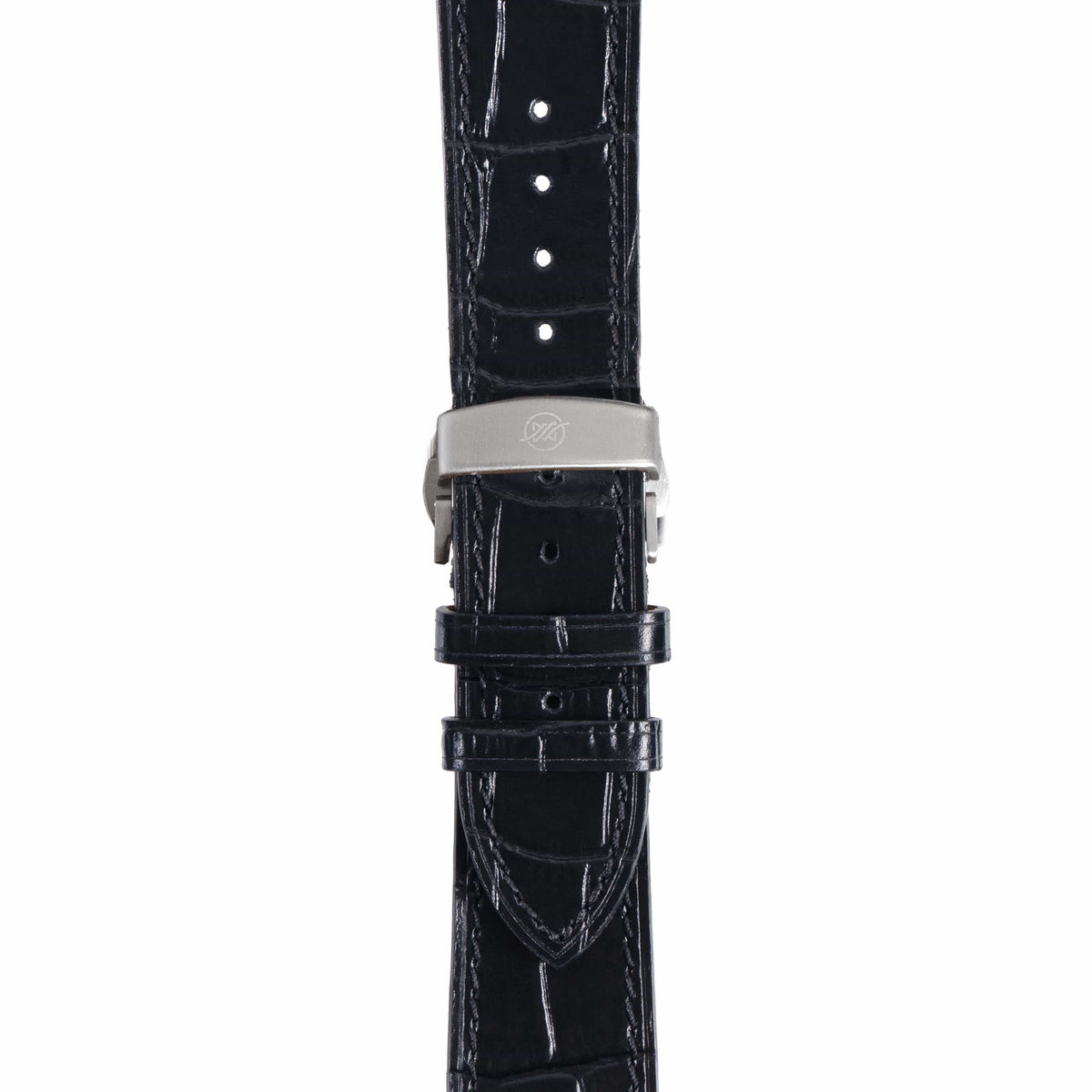 Black / 38mm / 40mm / 41mm / Butterfly Deployant Crocodilus Grain Leather Apple Watch Band