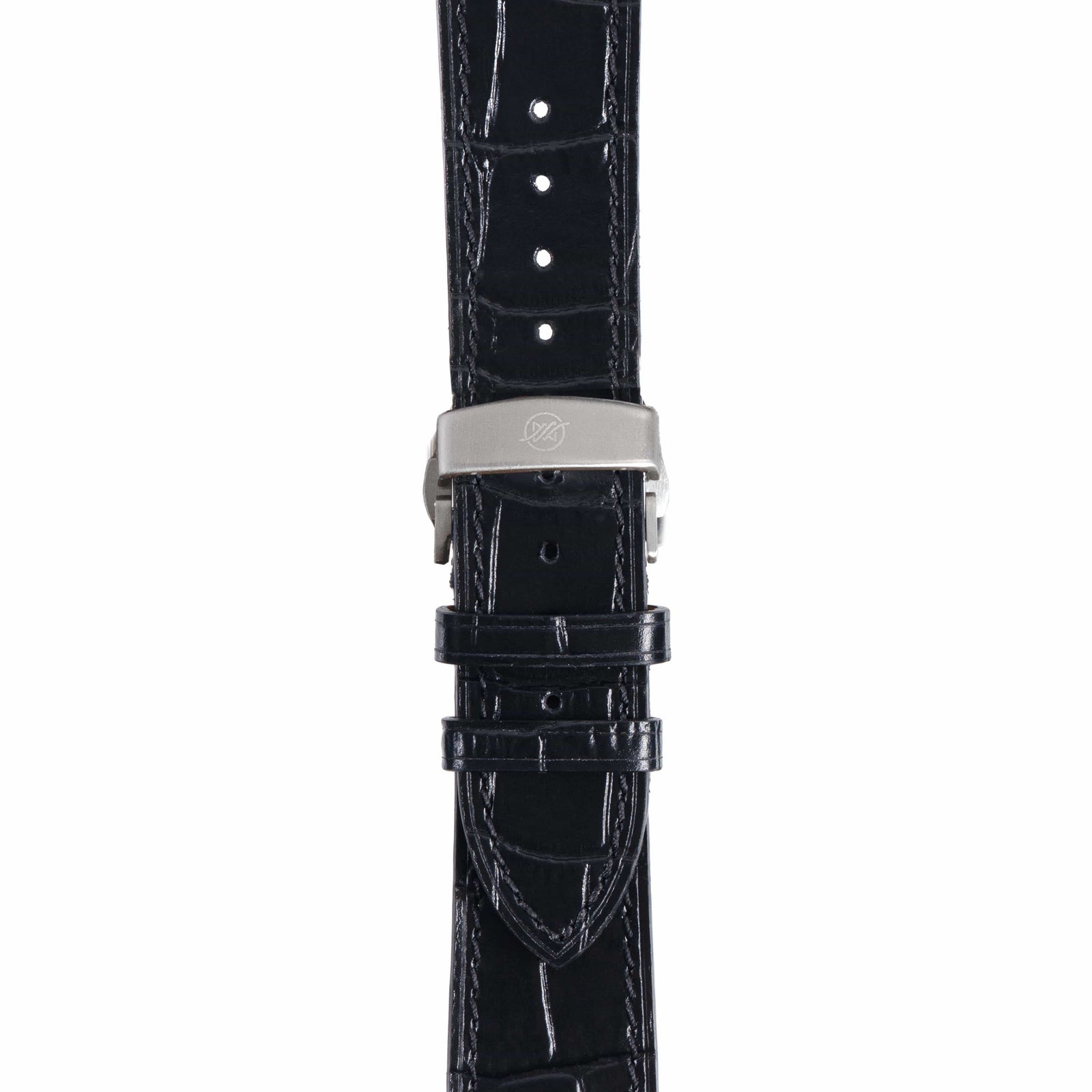 Black / 38mm / 40mm / 41mm / Butterfly Deployant Crocodilus Grain Leather Apple Watch Band