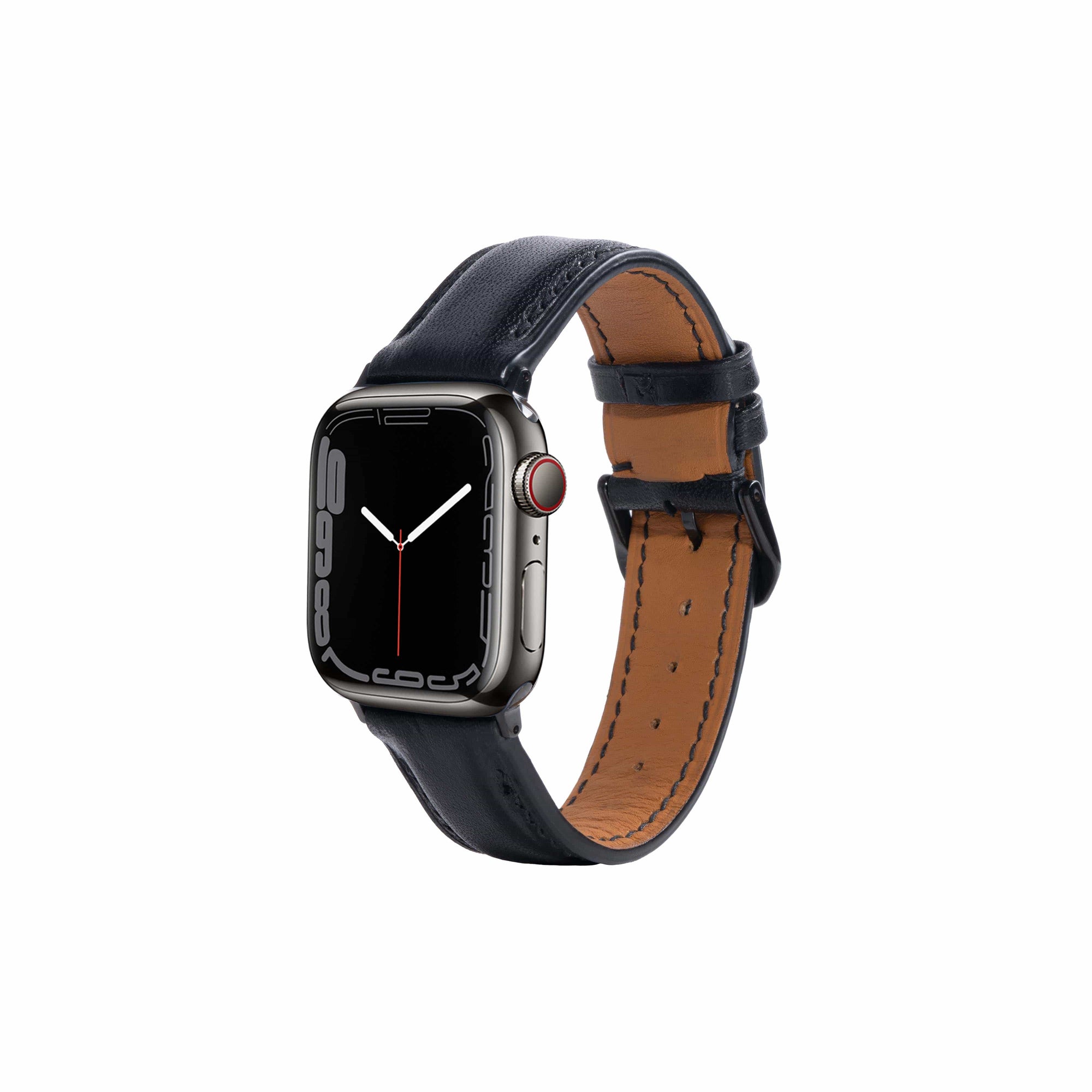 Black / 38mm / 40mm / 41mm Vachetta Signature Leather Watch Bands For Apple Watch | Monetial