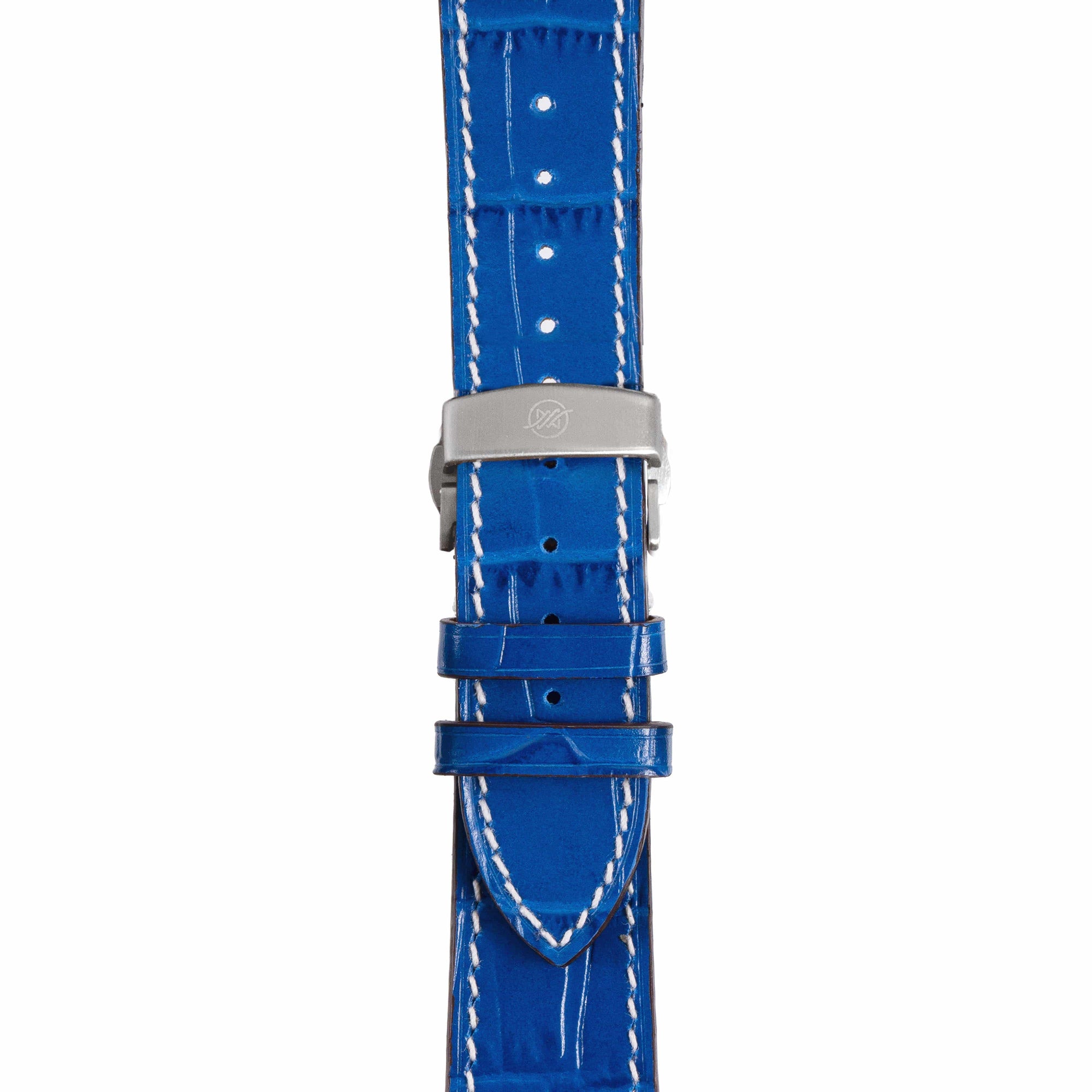 Blue / 38mm / 40mm / 41mm / Butterfly Deployant Crocodilus Grain Leather Apple Watch Band