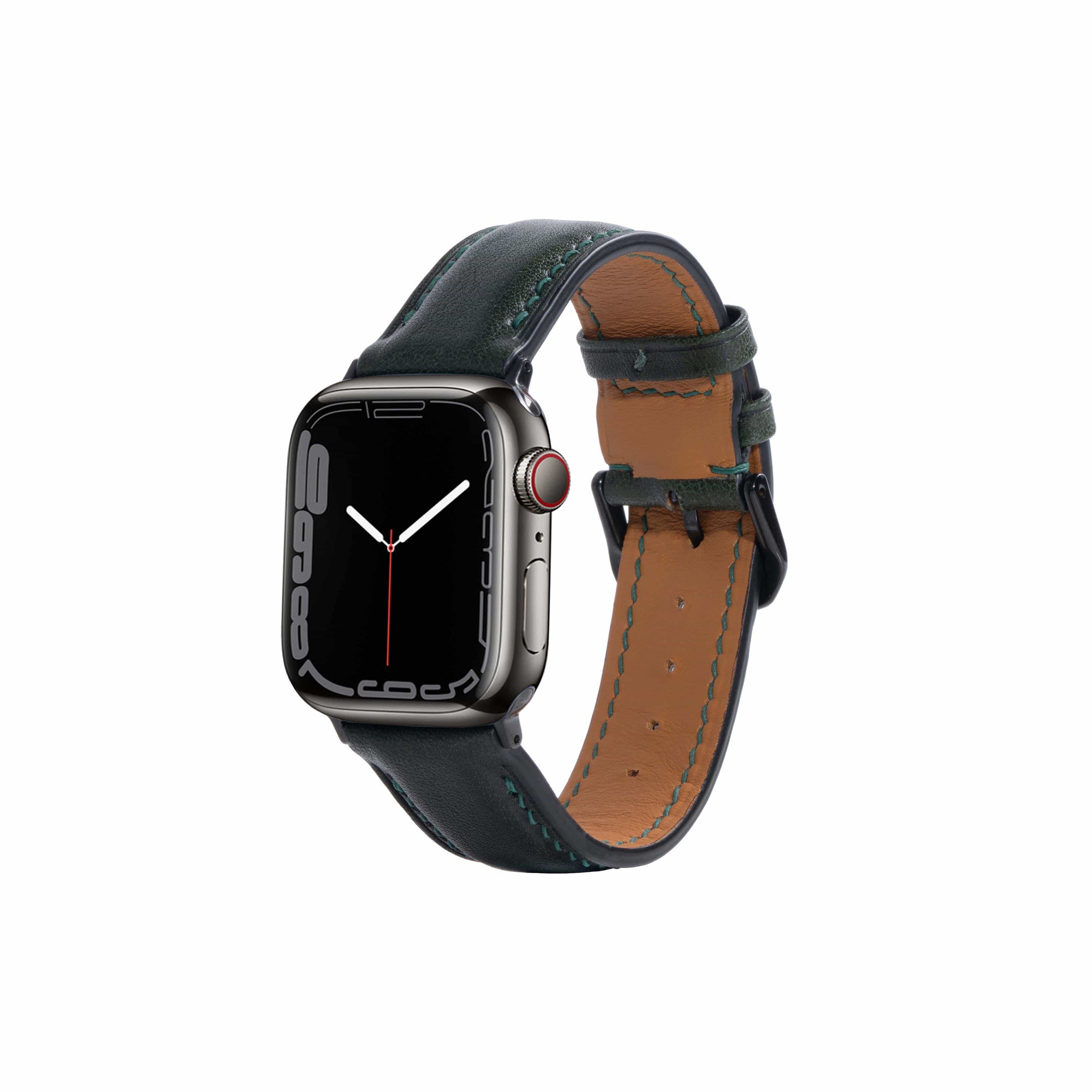 Green / 38mm / 40mm / 41mm Vachetta Signature Leather Watch Bands For Apple Watch | Monetial