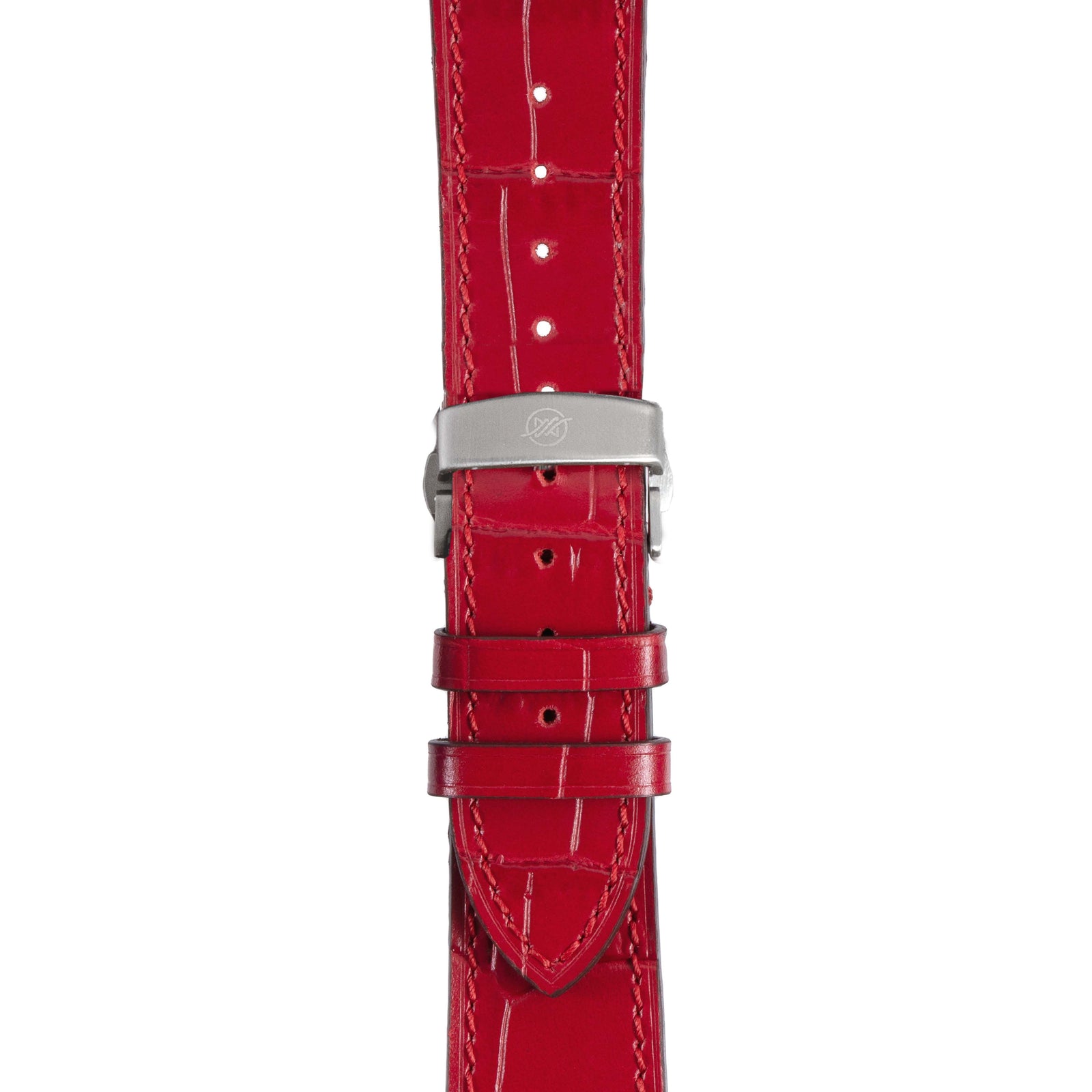 Red / 38mm / 40mm / 41mm / Butterfly Deployant Crocodilus Grain Leather Apple Watch Band