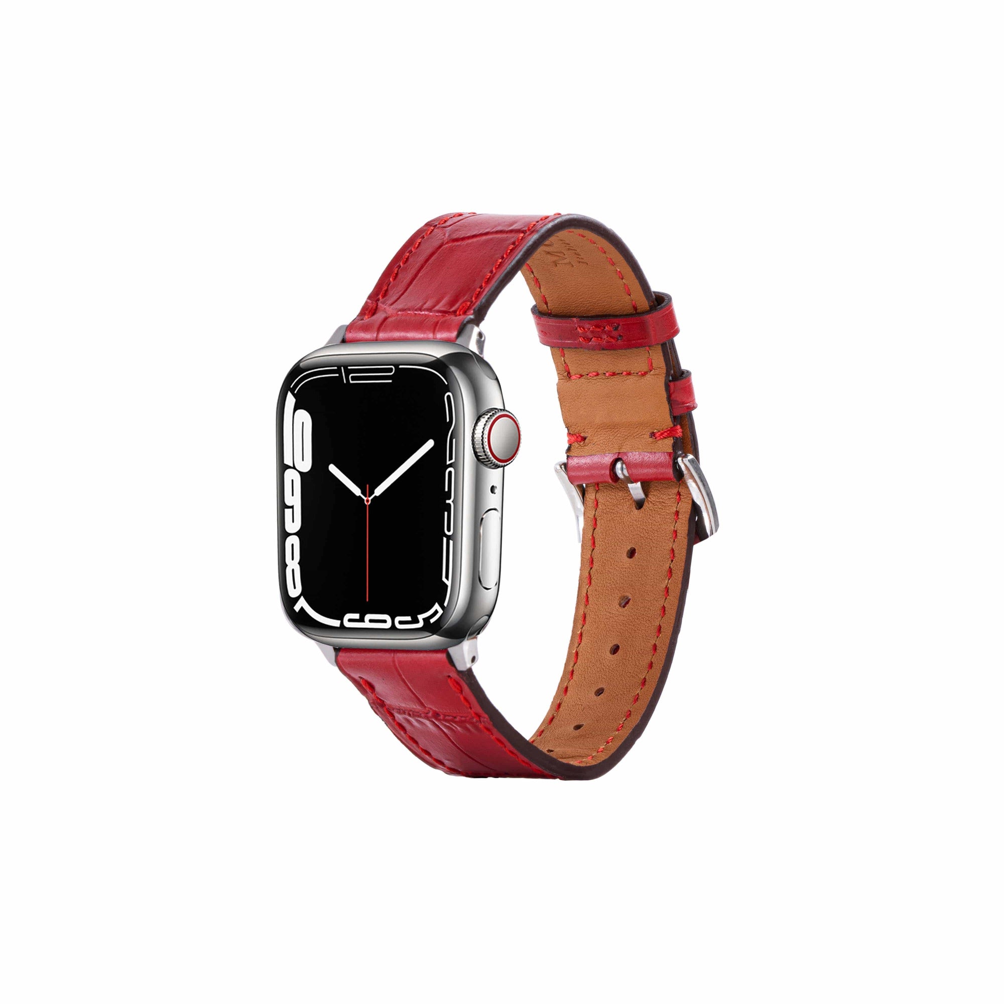 Red / 38mm / 40mm / 41mm / Classic Crocodilus Grain Leather Apple Watch Band