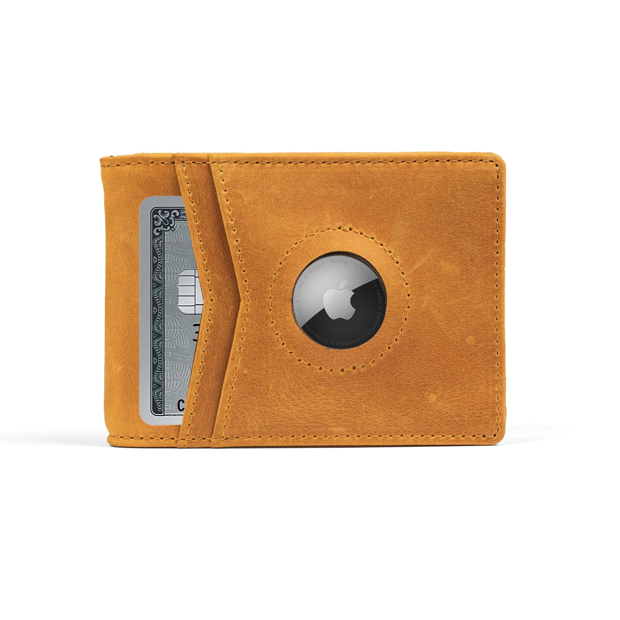 Saddle Brown The Bifold Leather AirTag Wallet | Money Clip Wallet | RFID Blocking | Monetial